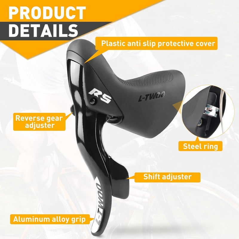 WEEROCK L-TWOO Road Bike Shift Lever 2x7/ 2x8/ 2x9/ 2x10 Speeds Road Bicycle Shifters with Brake Levers Compatible with Shimano - Image 4
